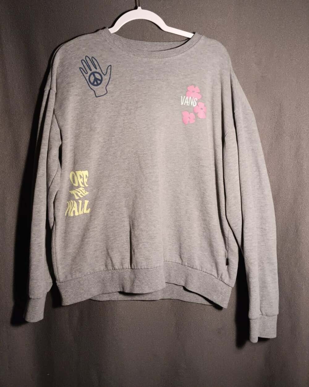 Vans Off The Wall Women's Medium Gray Crewneck Sweatshirt Logo Pullover